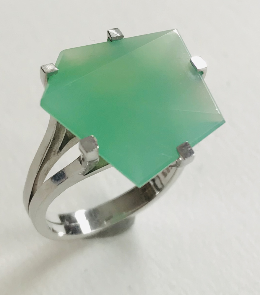 Chrysopras Damen Ring 585 WG